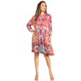 thumbnail image 5 of Sakkas Eloisa Women's Long Sleeve Swing Tunic Shift Dress Pockets Floral Print - 574-Pink - L/XL, 5 of 5