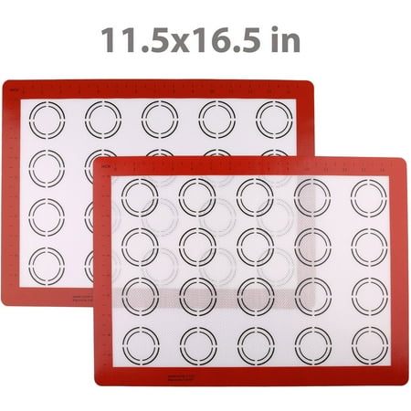 Oven Tray Big 2 PCS Silicone Baking Mats, Half Sheet (16-1/2 x 11-5/8 inch) Non-stick Silicone Liners for Baking Pans Macaron Cake Bread Making Microwave Toaster Oven Tray Pan, BPA Free ()