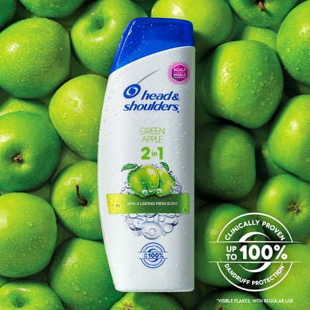 Head & Shoulders Anti-Dandruff 2 In 1 Shampoo and Conditioner, Green Apple, 13.5 oz