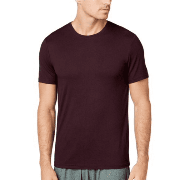 32 Degrees Mens Short Sleeve Crew Neck Cool Tee, Dark Heather Acai Berry, XL