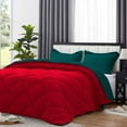 thumbnail image 3 of D.N.G. BEDDINGS 5 Piece Luxury Reversible Diamond Pattern Comforter Set Premium Super Soft, All Season 800 TC, 100% Egyptian Cotton Oversized Super King Size Teal/Red Solid Color, 3 of 7