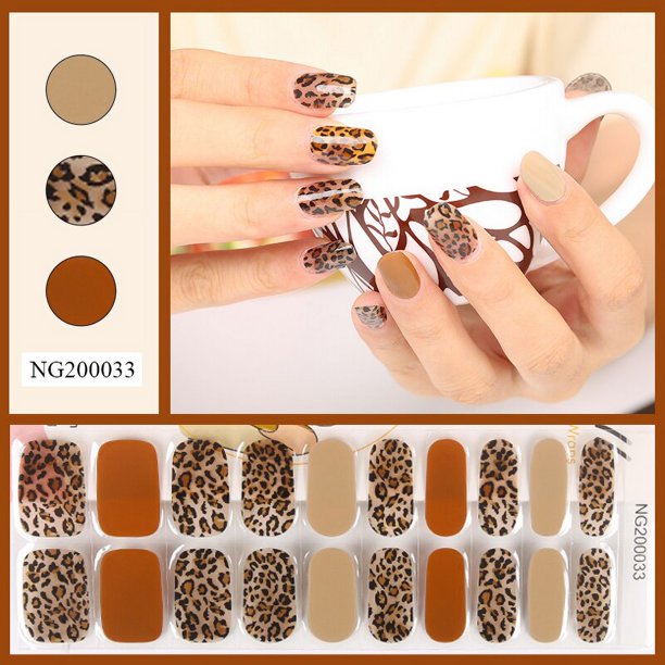 Tiras de uñas de Gel semicuradas, parches deslizantes, adhesivos impermeables de larga duración, cubierta completa, necesita lámpara UV, 1 hoja