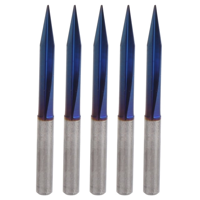5 unids 2 flautas ranuras rectas V bits azul grabado Fresas 4x0,5x20mm