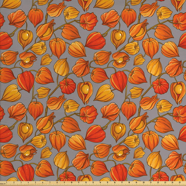 Autumn Sofa Upholstery Fabric by the Yard, Physalis Tropical Golden Shade  Berry on Minimalist Background Print, Decorative Fabric for DIY and Home  Accents, Taupe Grey and Vermilion by Ambesonne 