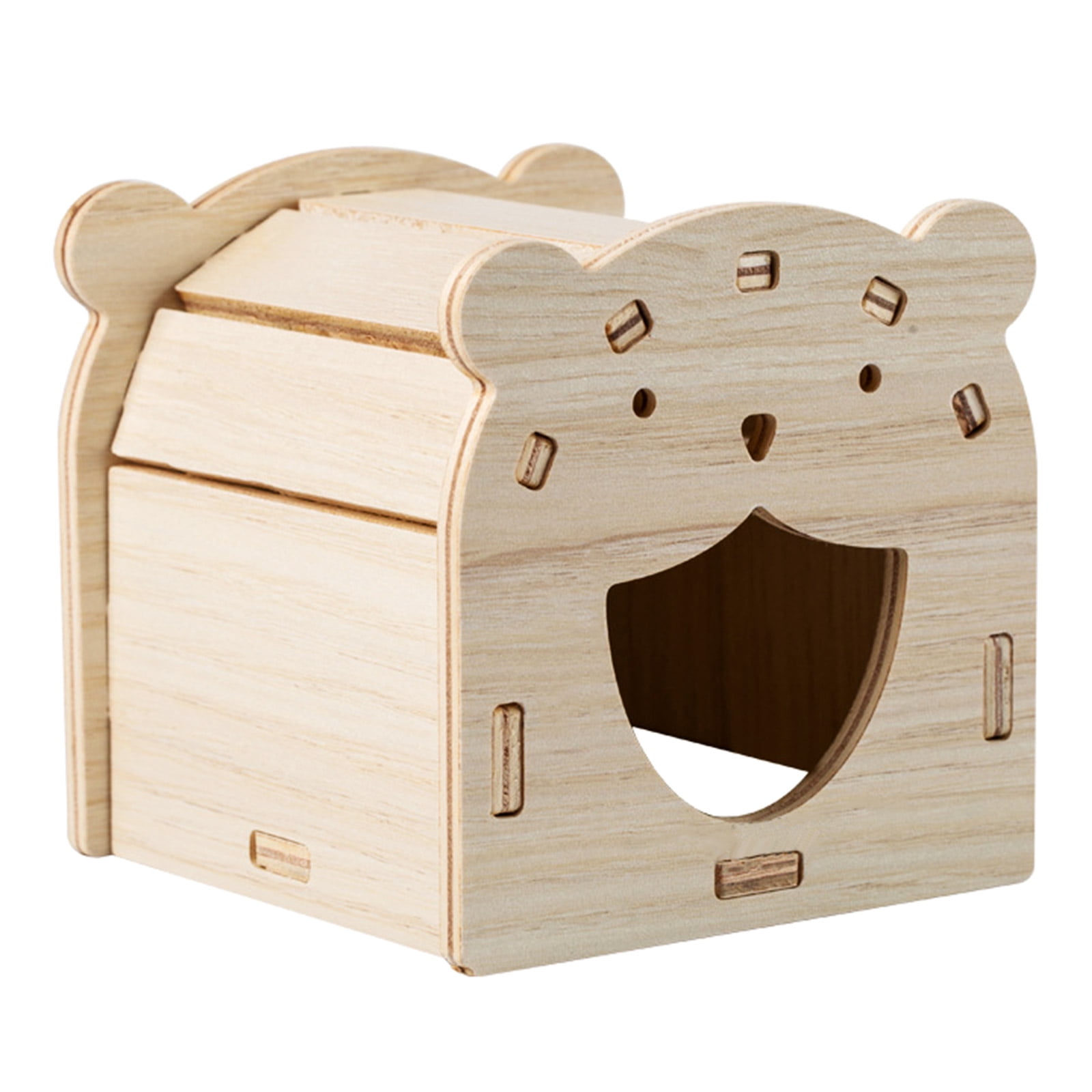 BYDOT Hamster Wooden House Hideout Small Animal Habitat Natural Wood