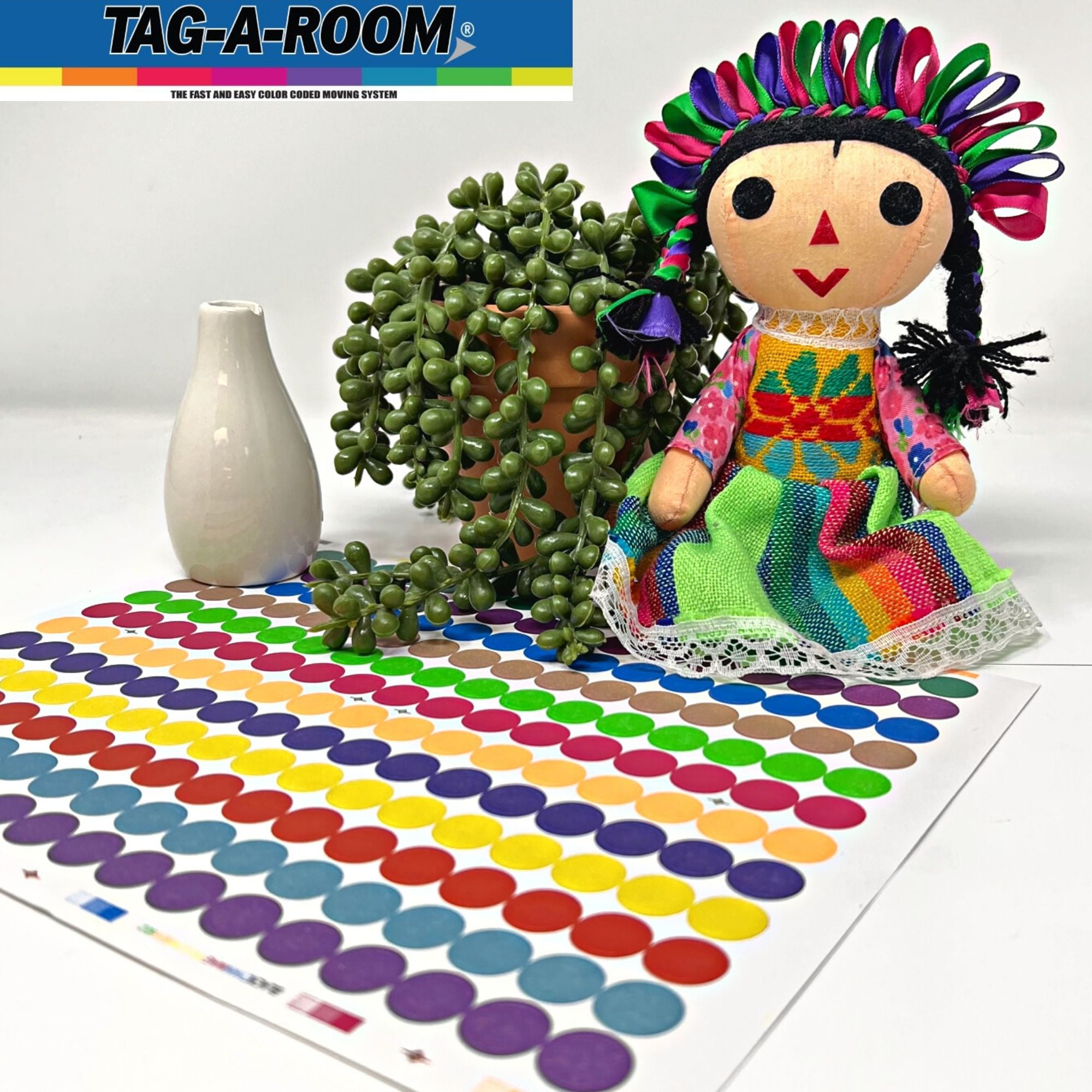 12 Bright Colors Tag-A-Room 1/2 Inch Round Color Coding Circle Dot Sticker Labels 2040 Pack 8 1/2 x 11 Sheet 