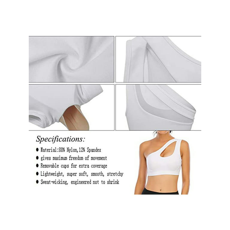 Womens Sexy One Shoulder Sports Bra Workout Crop Tops Yoga Bra Medium  Support for Running Athletic Fitness 
