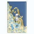 thumbnail image 1 of Metal Light Switch Plate Cover Blue Floral Damask Frame Honeycomb Trim DAM058, 1 of 13