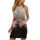 thumbnail image 1 of Vestido de verano para mujer Sexy Metal cuello colgante hueco sin mangas Mini vestido suelto colorido estampado playa Sundress Fridja  qw1803, 1 of 6