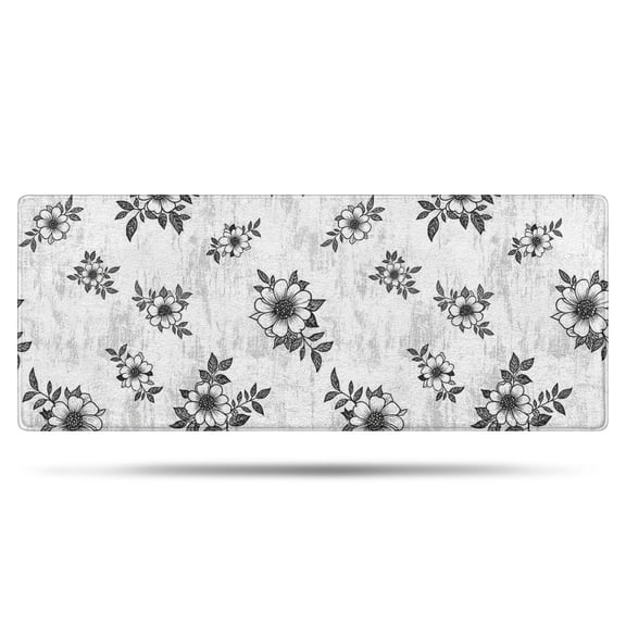 Pioneer Flower Floral Print Pattern Bathroom Rugs Mat, Non Slip Microfiber Bathroom Rug with Rubber Backing, Soft Mats for Bathroom Floor Tub Shower, 24"x60"