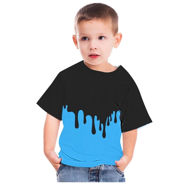 Tungbrin Enfants Garçons Filles Été T-Shirts Manches Courtes 2025 Tunique Imprimée Tendance Col Rond Tenues de Détente
