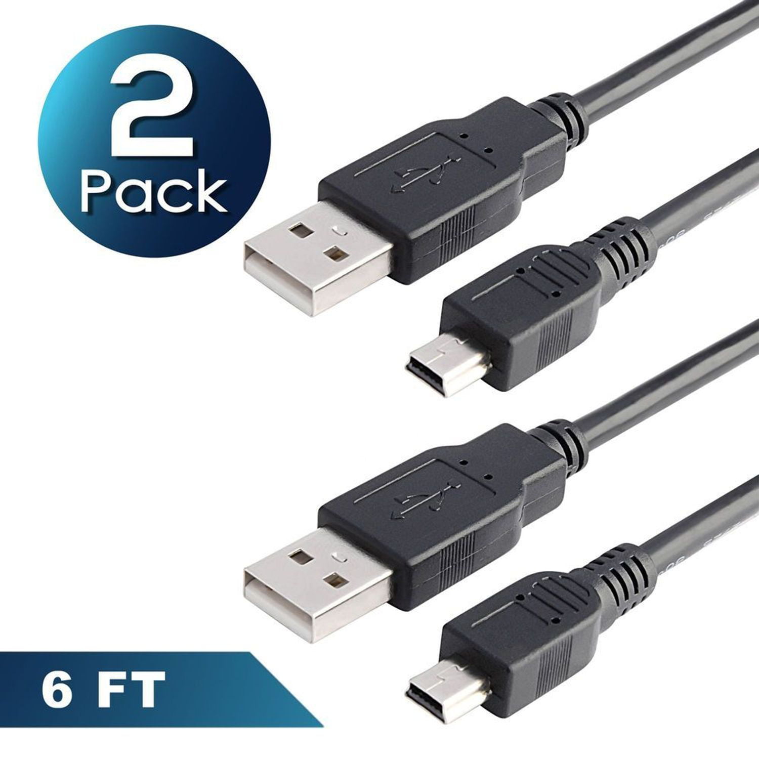 Insten 2-pack 6ft 6' USB Charger Cable 