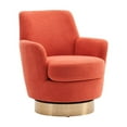 thumbnail image 4 of Hassch Modern Upholstered Teddy Swivel Barrel Chair with Gold Metal Base, 360° Rotating Comfy Accent Chair for Living Room & Reading Corner (Orange), 4 of 8