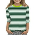thumbnail image 2 of MKOSPLRT Striped Tops for Children Crew Neck Color Block T Shirts 3/4 Sleeve Casual Dressy Shirts Soft Holiday Blouses Comzy Spring Tees, 2 of 5