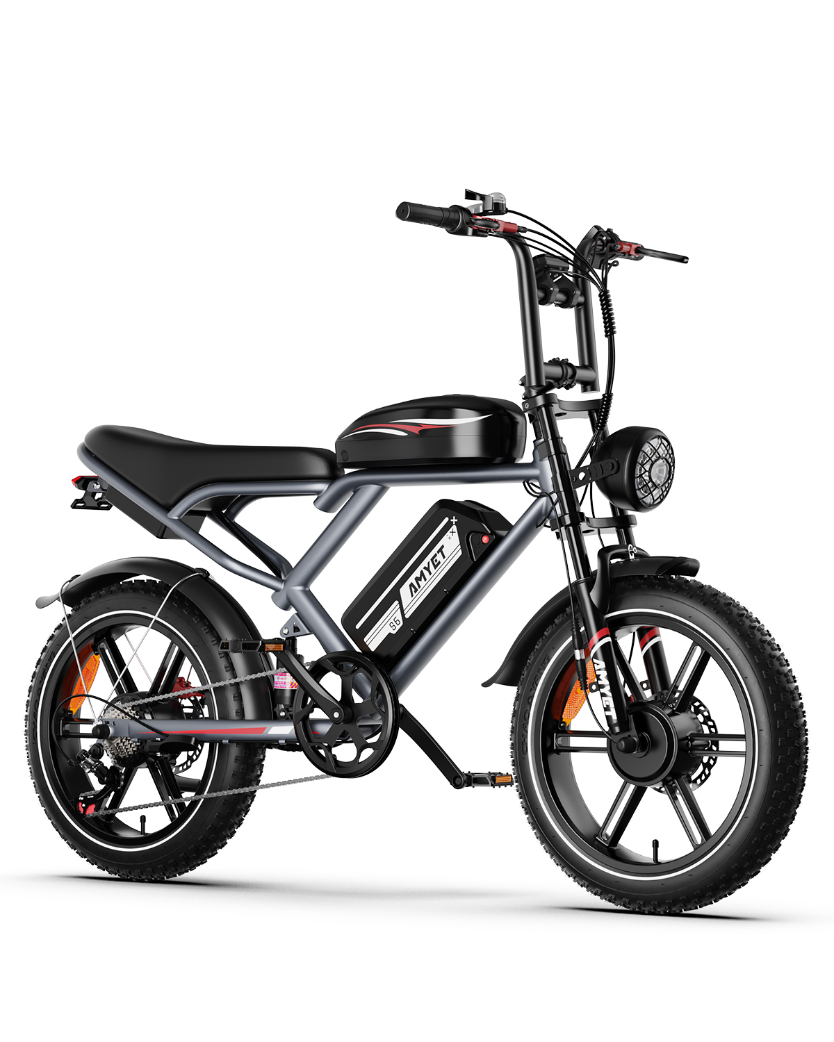 AMYET S6 Electric Bike for Adults Dual Moter Peak 3000W, 52V 50AH Removable Dual Battery, 140/75 Miles,32MPH Ebike, 20" Fat Tire Electric Motorcycle Bike