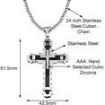 thumbnail image 4 of Savlano Stainless Steel Cubic Zirconia Cross Pendant 24 inch Cuban Chain Necklace for Men, 4 of 6