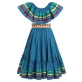 thumbnail image 3 of IDOPIP Kids Girls Traditional Mexican Dress Cinco De Mayo Fiesta Ribbon Ruffle Drape Party Dresses, 3 of 10