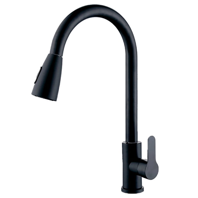 Grifo de tirada con modos de rociado para giro de 360° mezclador de agua caliente y fría.