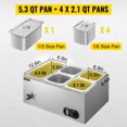 thumbnail image 1 of Calentador de alimentos comercial VEVOR de 110 V, 1 x 1/3 GN y 4 x 1/6 GN, baño, 1 of 9