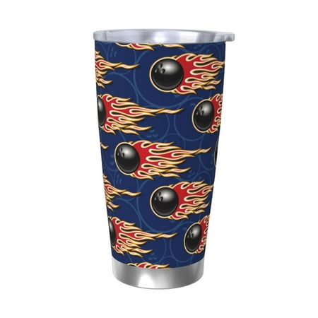 

Fuzoiu Bowling Ball And Flame Print 20oz Tumbler Stainless Steel Vacuum Insulated Car Cup Insulated Coffee Mug Travel Mug with Lid Thermal Cup for Outdoor-Without Straw
