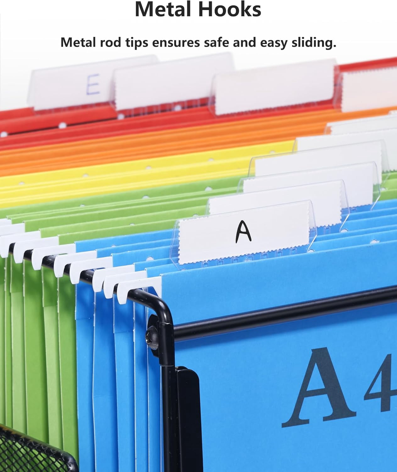 Oterri Hanging File Folders, A4 Size with 5 Elegant Colors to Choose, 1/5-Cut Adjustable Tab,15pcs Per Box