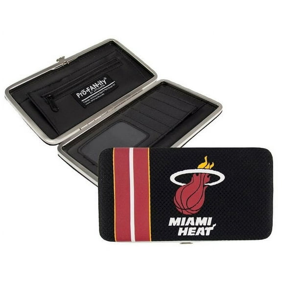 Miami Basketball Heat Hard Carver Wallet with Metal Push Button Closure, 7 x 3.75 x .75