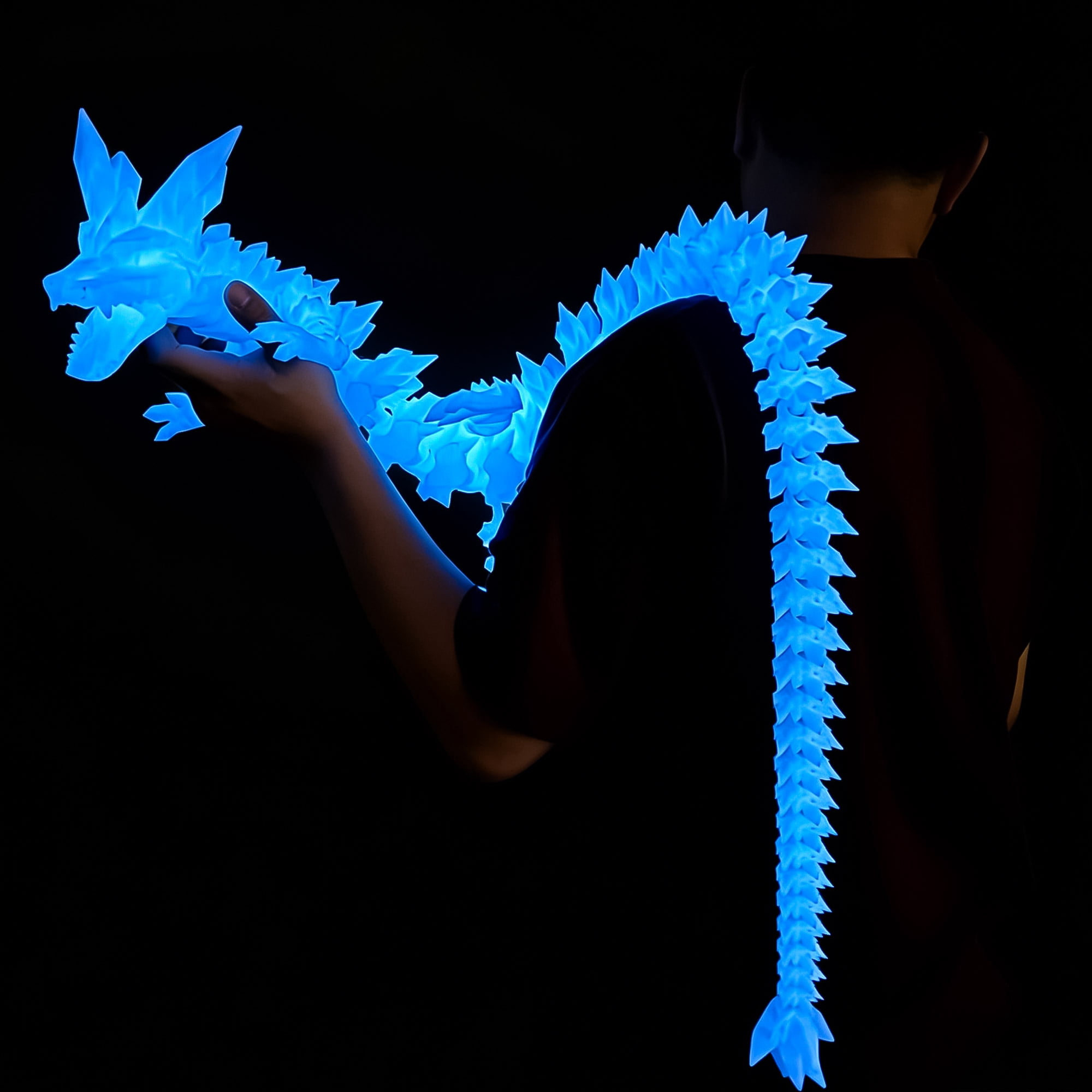 48.82inch 3D Printed Crystal Dragon,Flexible Joint Animal lacertid Figurines,Realistic Eyes, Home Office Decor,Fidget Toy for Adults Teens Boy Festival Gifts