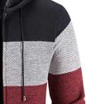thumbnail image 6 of YLSDY Men's Clearance Hooded Zipper Cardigan Sweater Long Sleeve Knitwear Striped Color Block Warm Pullover Jacket Wine XL, 6 of 7