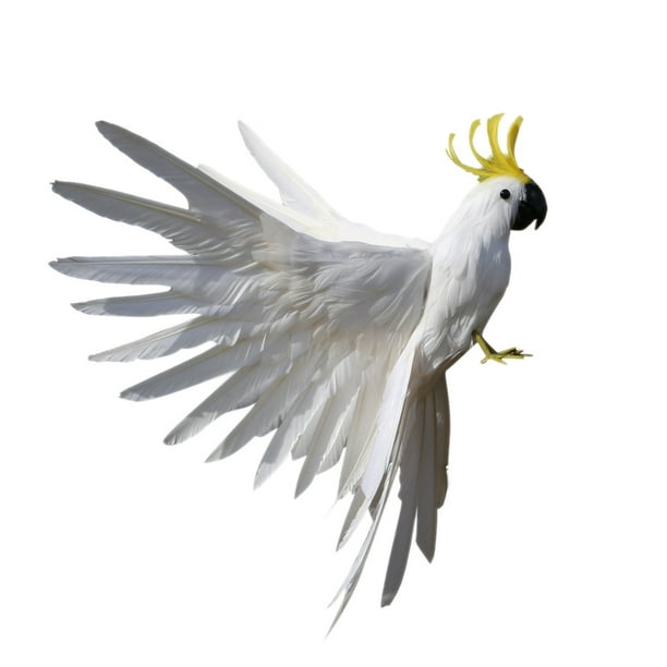 Pájaro con Plumas Artificiales, Adorno Decorativo para El Hogar, Jardín, Fotografía, Regalo de Navidad para Decoración de Jardín , 15.7 pulgadas blanco Colco Pájaro artificial