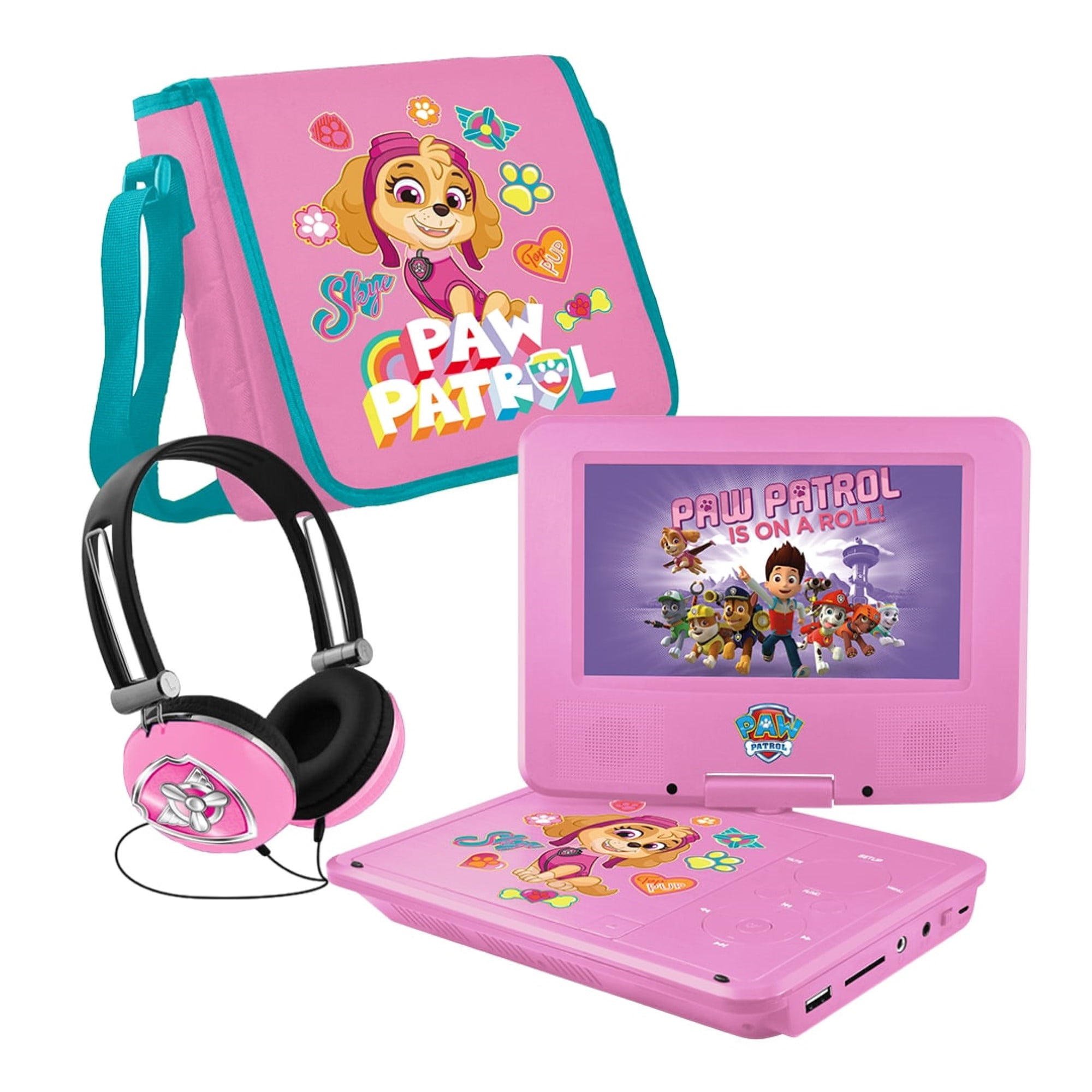PAW Patrol 7" Portable DVD with Matching + Carrying Bag - Pink - Walmart.com