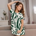 thumbnail image 3 of Lsque Palm Branch With Leaves Pattern Nightgowns for Women Sleep Shirts Short Sleeve Nightshirt Pullover Nightdress Soft Sleepwear Relaxed Fit Nightdress, 3 of 6