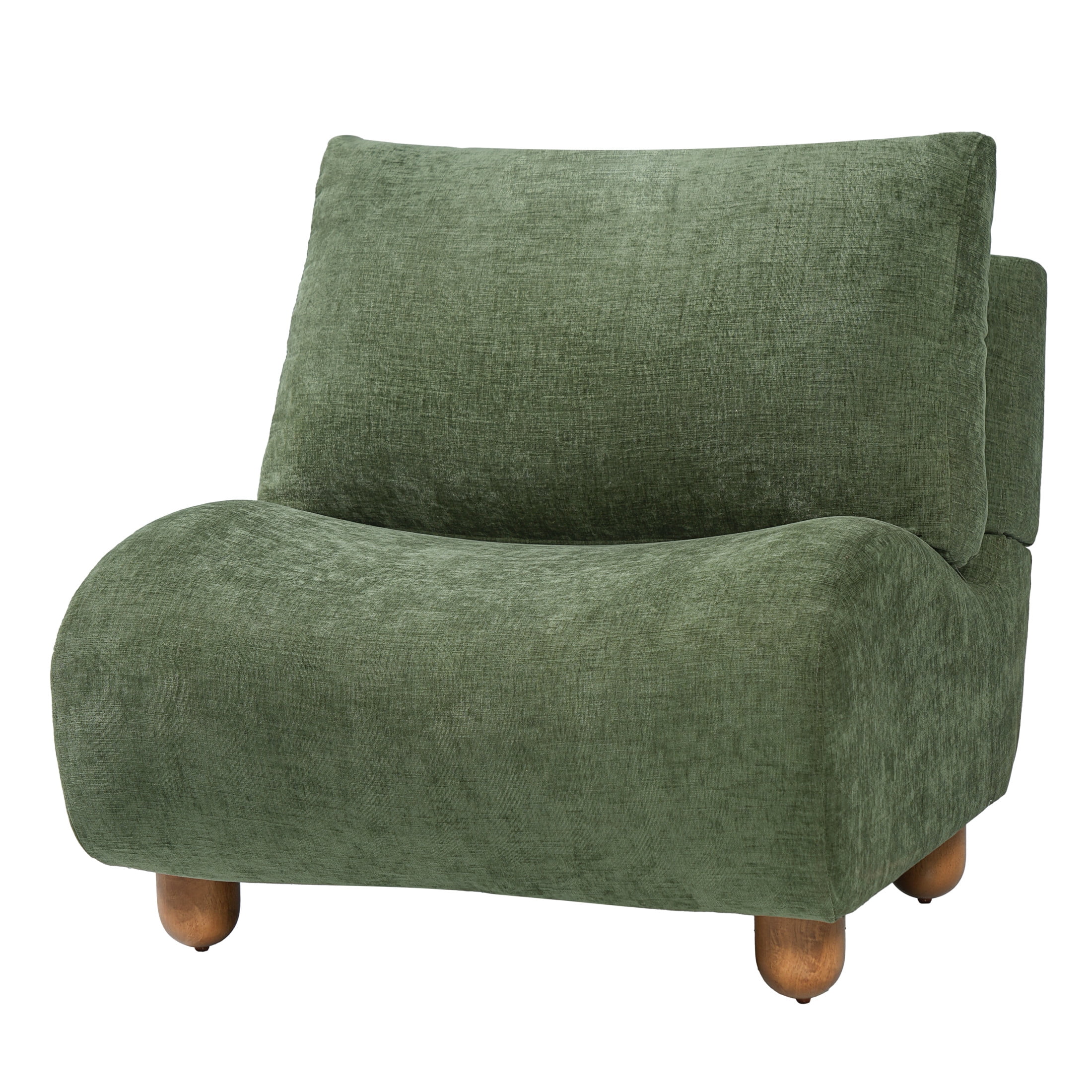 Christopher Knight Home 30.1" Modern Curved Accent Chair, Linen Upholstered with Wood Legs, Green