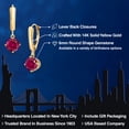 thumbnail image 2 of Gem Stone King 14K Yellow Gold Red Created Ruby Dangle Earrings for Women | 2.00 Cttw | Gemstone July Birthstone | Round 6MM, 2 of 6