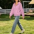 thumbnail image 6 of Women's Full Zip Hoodie Thicked, Oversized Long Sleeve Hooded Sweatshirt with Pockets, Womens Zip Up Hoodies with Hoods, Pink, XL, 6 of 6