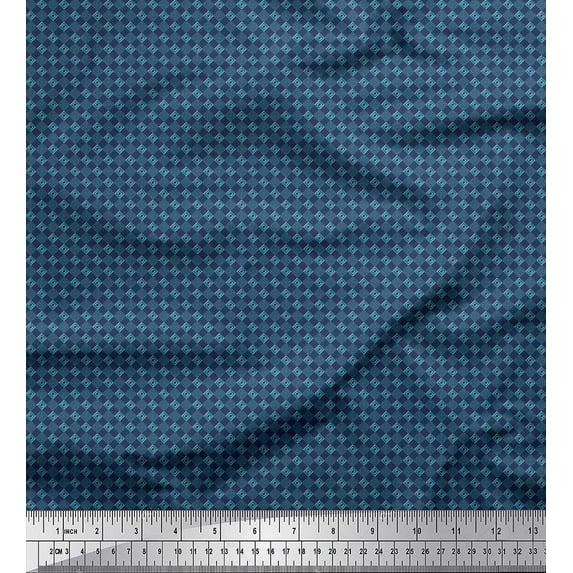Soimoi Cotton Duck Fabric Geometric & Greek Key Shirting Print Fabric by The Yard 56 Inch Wide