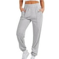 thumbnail image 2 of Frostluinai Women's Sweatpants with Pocket Elastic Waist Baggy Joggers Solid Cinch Bototm Lounge Sweat Pants Comzy Athletic Running Pants, 2 of 7
