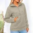 thumbnail image 6 of Women's Fall Quilted Sweatshirt Casual Quarter Zip Collared Pullover Tops Long Sleeve V Neck Sweatshirts, 6 of 6