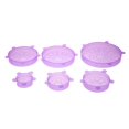thumbnail image 1 of Contenedores 6 piezas de silicona para alimentos frescos Saran Food Wrap Seal Cover (púrpura) JShteea Libre de BPA, 1 of 9