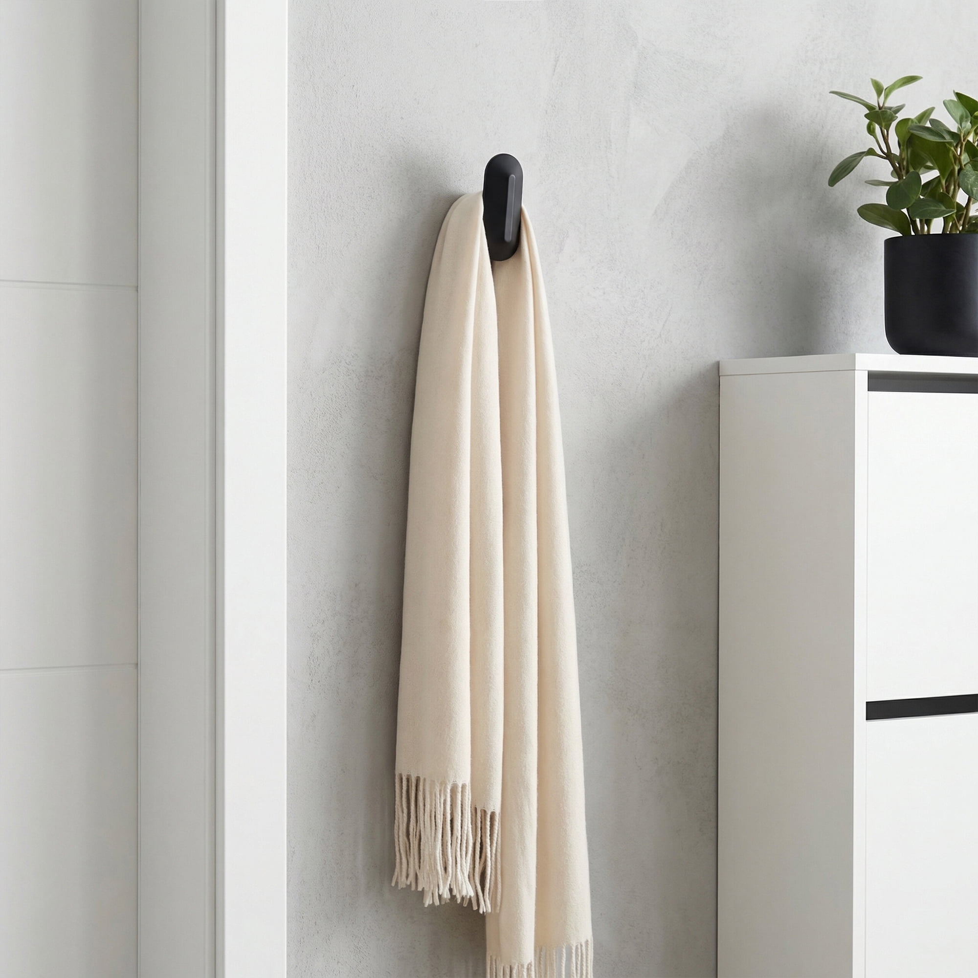 Unique Bargains Coat Rack Wall Mount Aluminum Coat 4 Hooks Hat Rack for Entryway Black