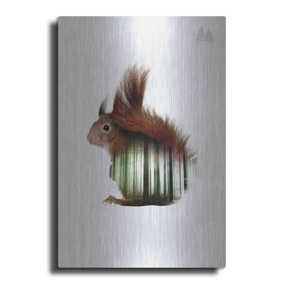 Luxe Metal Art 'Squirrel' by Clean Nature, Metal Wall Art, 24"x36"