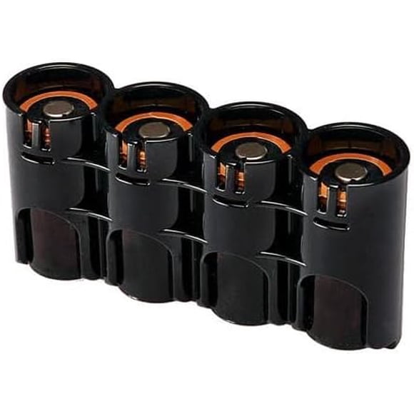 Storacell by Powerpax Slimline C Battery Storage Caddy, Black, Holds 4 Batteries (Not Included)
