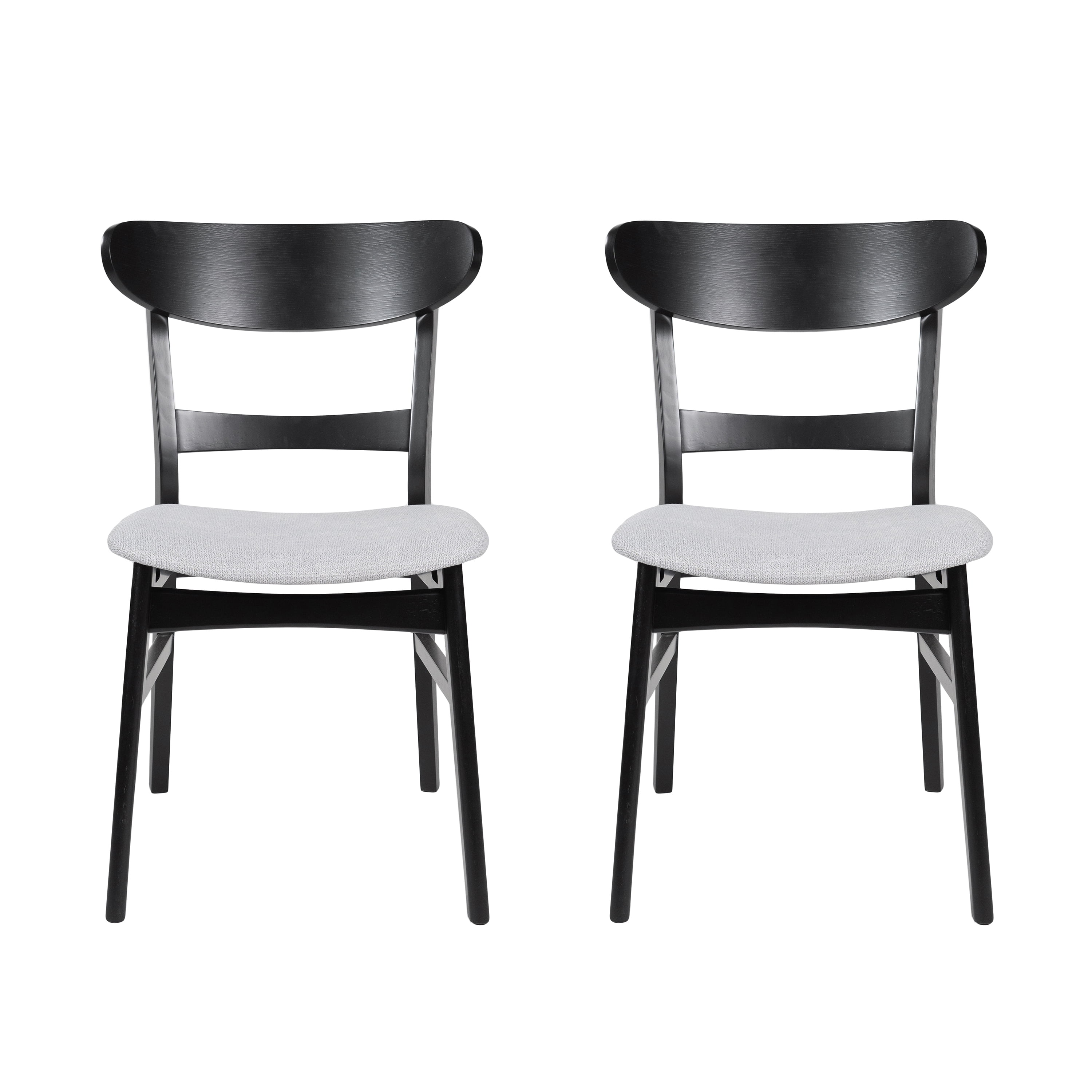 Euroco Wooden Dining Chairs Set of 2, Mid Century Modern Upholstered Kitchen Side Chairs with Curved Backrest,Dining Room Chair for Home,Light Beige