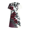 thumbnail image 5 of GaThRRgYP Women's Floral Print Short Sleeve Dress,Women Summer Casual Leaf Sleeves Hollow Neckline Design Dress Long Skirt Black L, 5 of 5