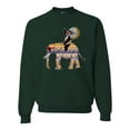 thumbnail image 2 of Wild Bobby, Cute Colorful Elephant Squirrel Mosaic, Animal Lover, Unisex Crewneck Graphic Sweatshirt, Forest Green, 3X-Large, 2 of 4