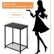 Oumilen Adult Modern Nightstand with Charging Station, Set of 2, Black