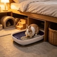 thumbnail image 6 of Small Pet Litter Box Toilet Tray for Rabbits Hamsters Guinea Pigs Hedgehogs Chinchillas Ferrets, Plastic Waste Potty with Detachable Griddle Splash Guard Easy-Clean Cage Accessory, Black, 6 of 6