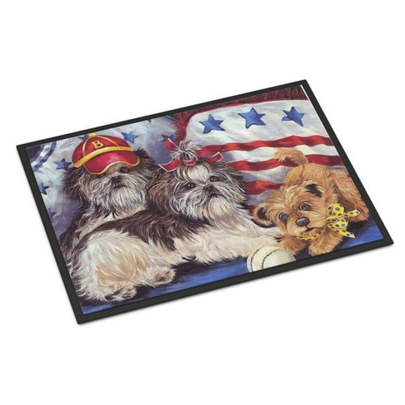 24 x 36 in. Shih Tzu Americana Sweethearts Indoor or Outdoor Mat