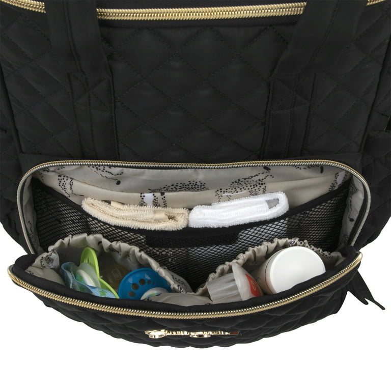 Jessica Simpson Black Diamond Quilted Multi-Pocket Dual Zipper