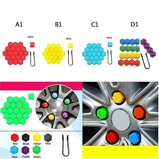 20 piezas 17 mm/19/21 mm Tapas de tuercas de rueda de coche Abs Ajuste automático Cubierta de tuerca de rueda de neumático Tornillo Cubiertas de protección Tornillo Protector Dontodent - Negro 17 mm Dontodent Kuyhfg Sin marca