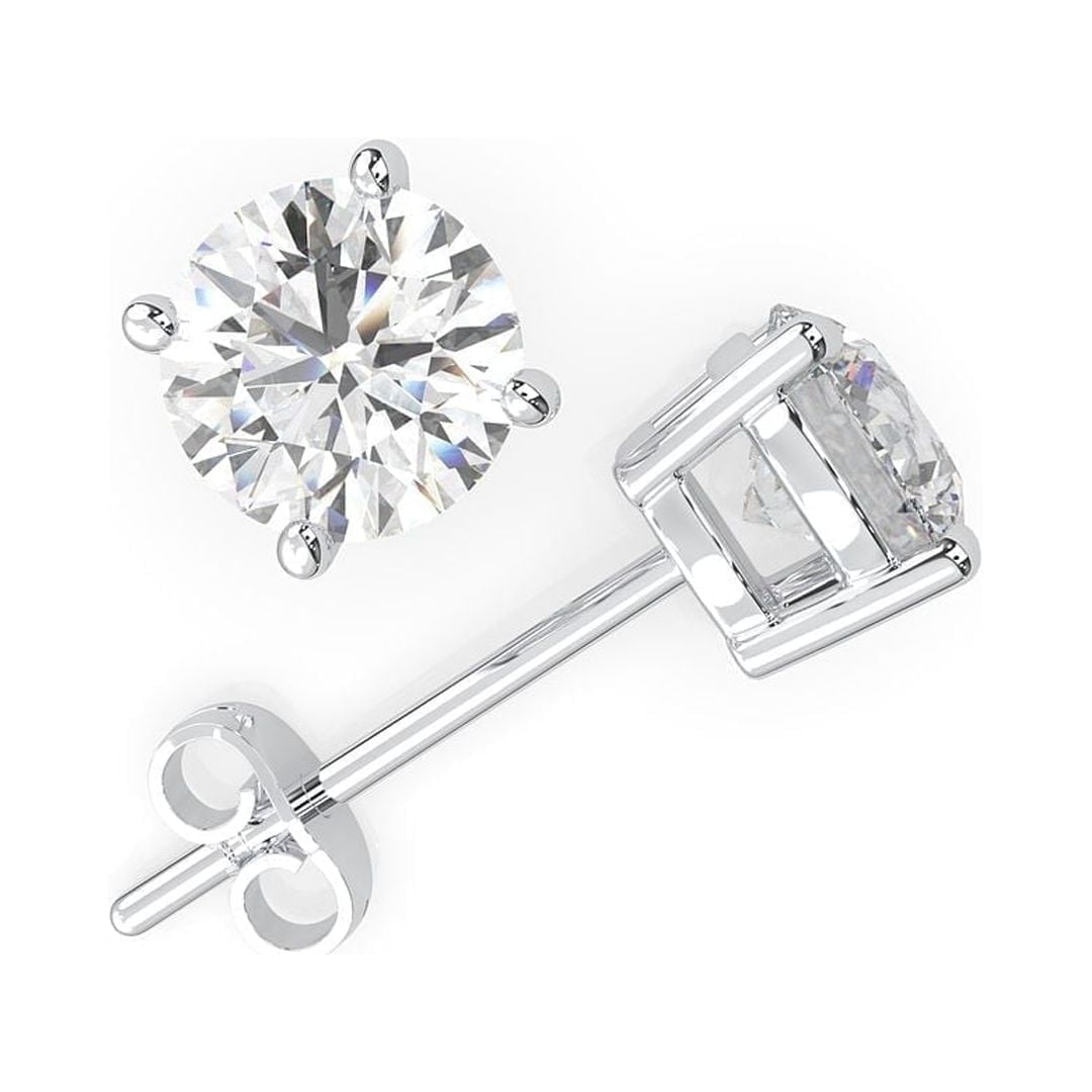 1/4- 2.00 Carat Total Weight Women's Lab Grown Diamond Earrings in 14k White (VS2 Clarity, F Color, 1.00+ IGI Certified)